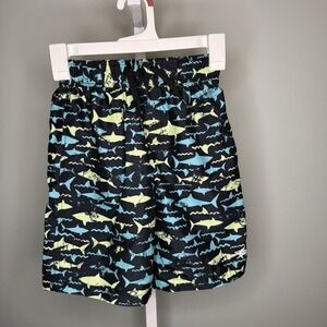 Boys Speedo Shark Print Medium Swim Trunks Board Shorts